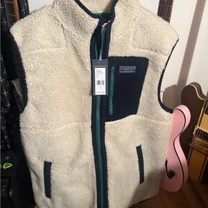 Vineyard Vines Cream and Black Shearling Vest